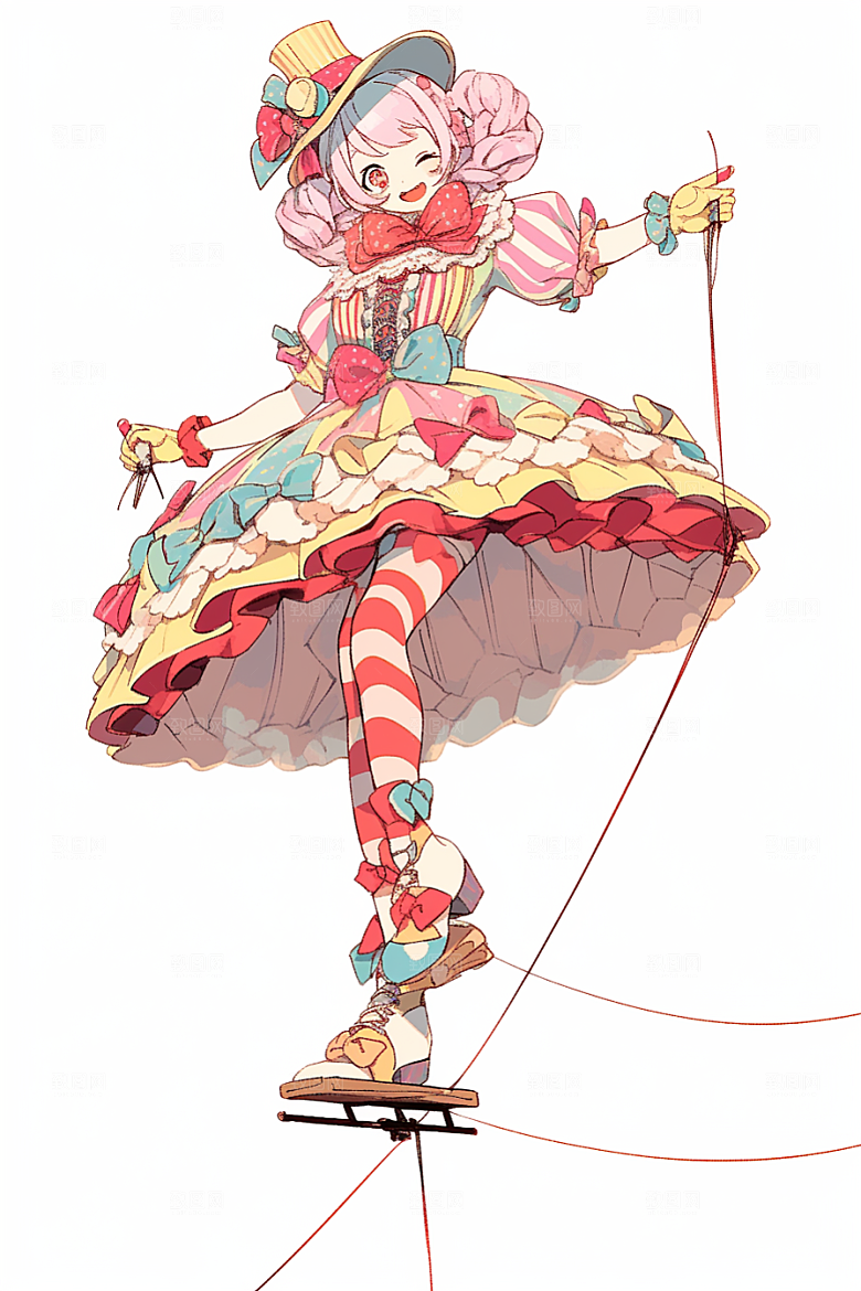 愚人节小丑庆祝卡通插画