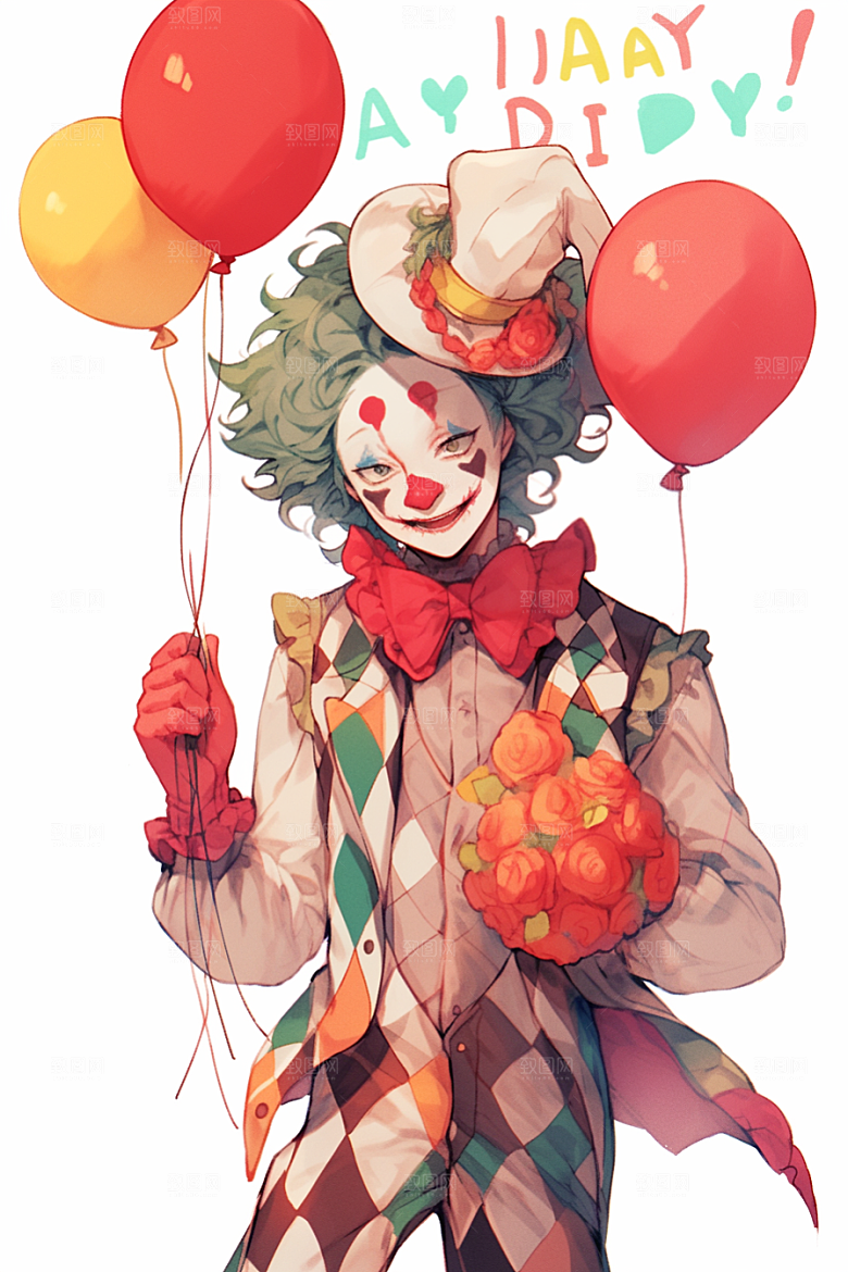 愚人节小丑高清氛围插画
