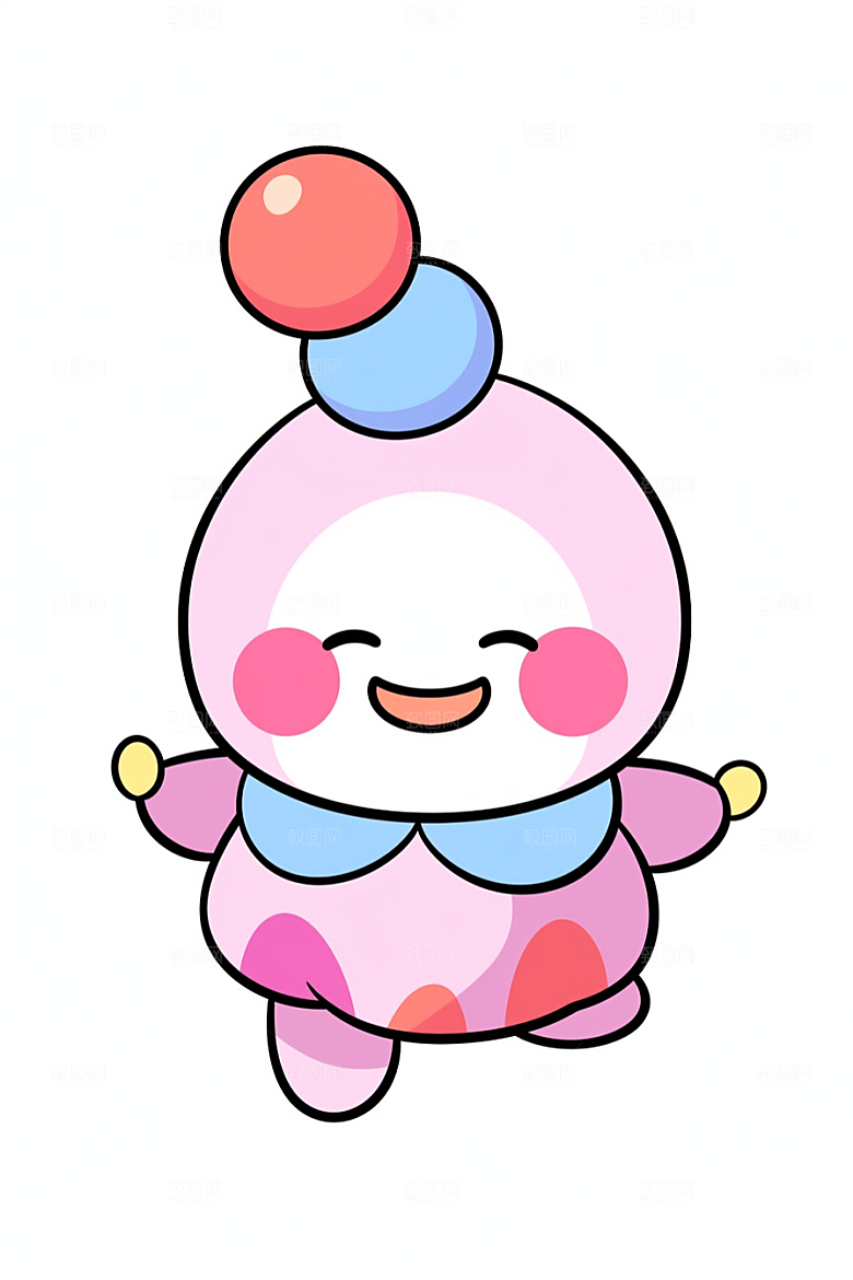 愚人节小丑庆祝彩色插画