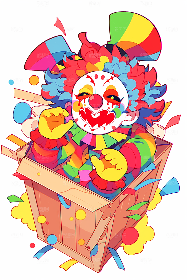 愚人节小丑趣味形象插画