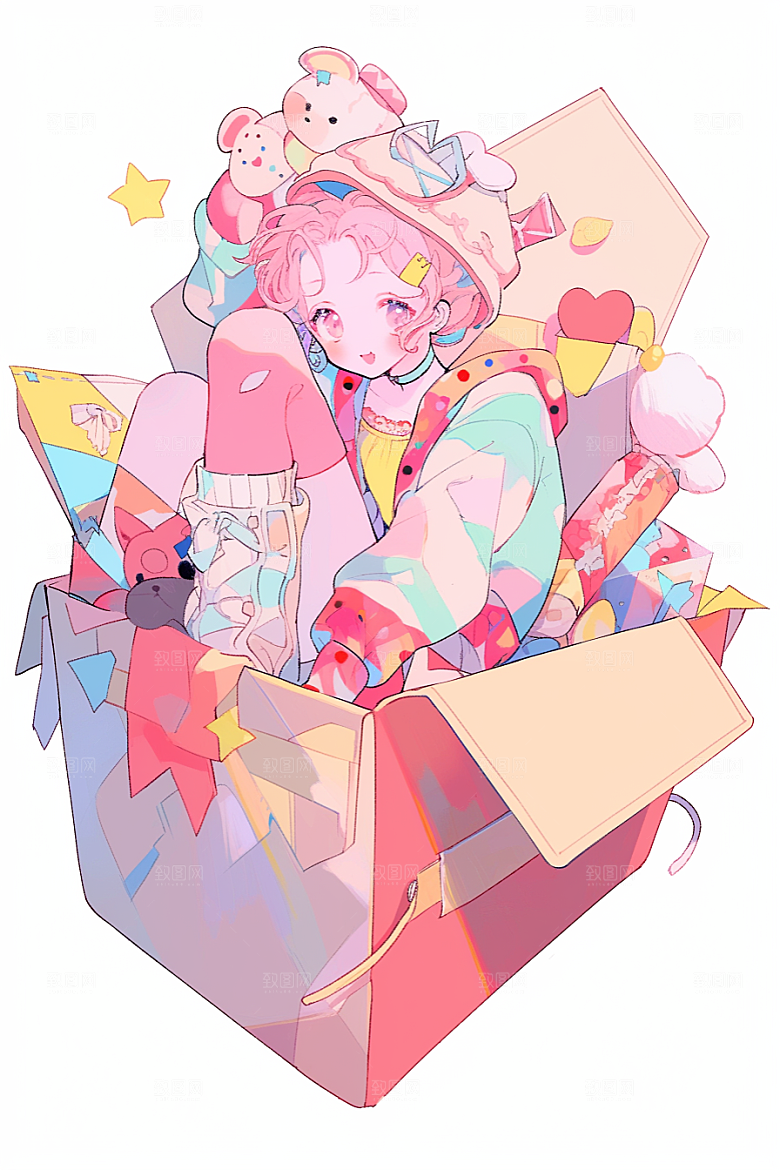 愚人节小丑卡通彩色插画