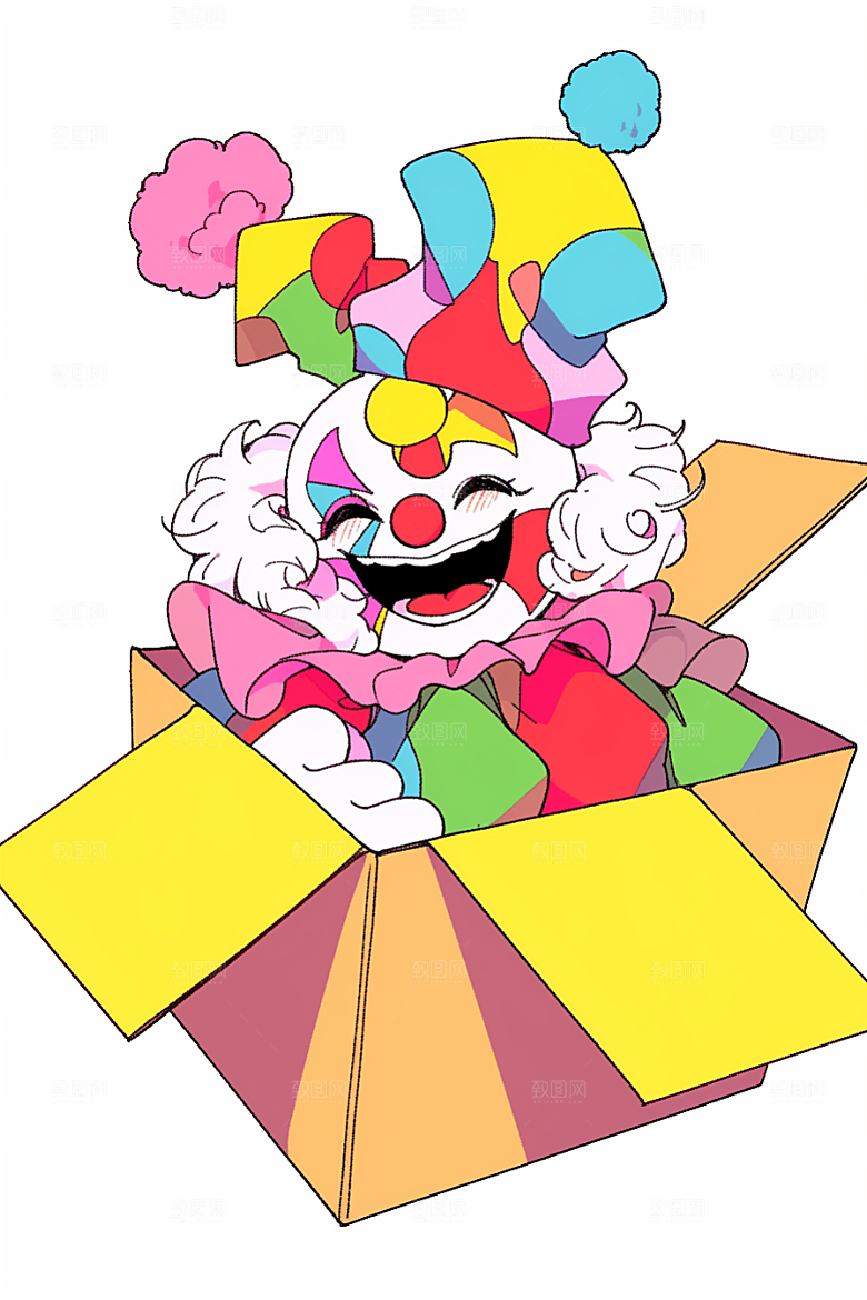 愚人节小丑节日庆祝插画