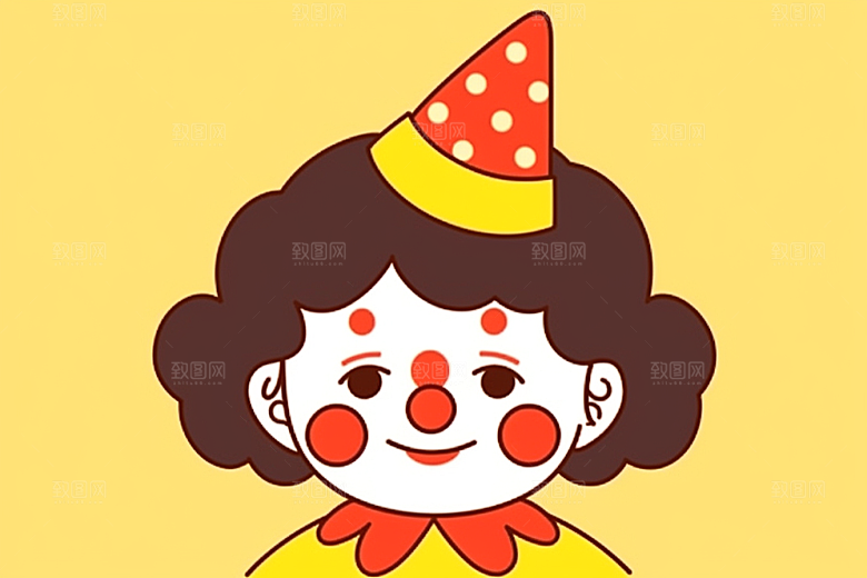 愚人节小丑彩色庆祝插画