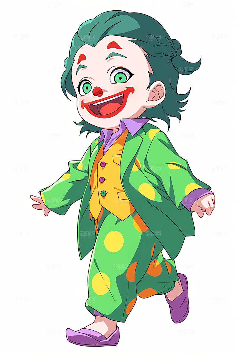 愚人节小丑形象彩色插画