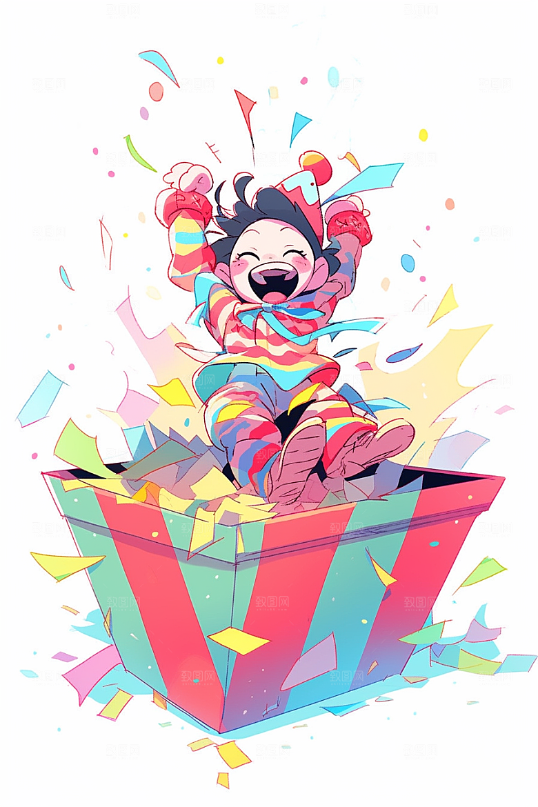 愚人节小丑氛围形象插画