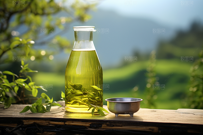 茶园茶具清新饮茶摄影图
