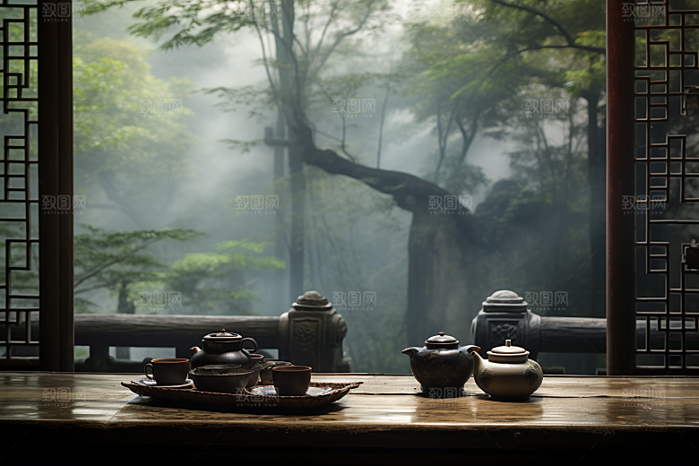茶园茶具茗茶品茶摄影图
