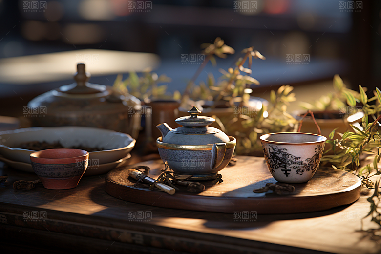 茶园茶具品茶饮茶摄影图