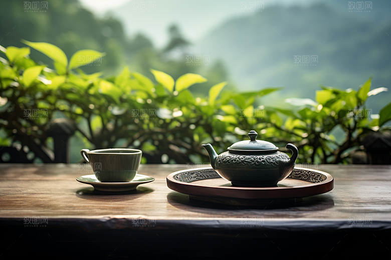 茶园茶具喝茶茗茶摄影图
