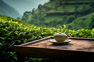 茶园茶具品茶饮茶摄影图