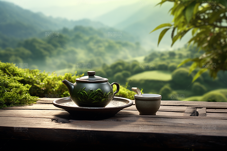 茶园茶具茗茶清新摄影图