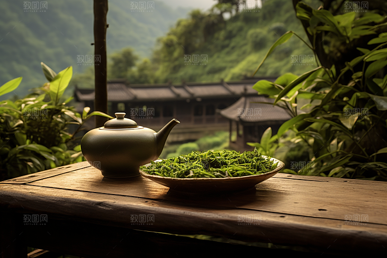 茶园茶具饮茶高清摄影图