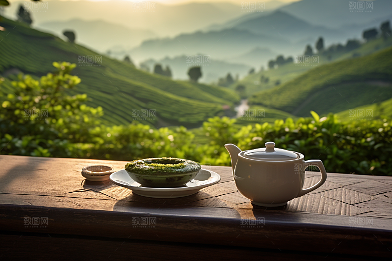 茶园茶具饮茶茗茶摄影图