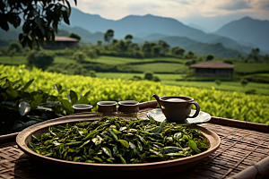 茶园茶具饮茶茗茶摄影图