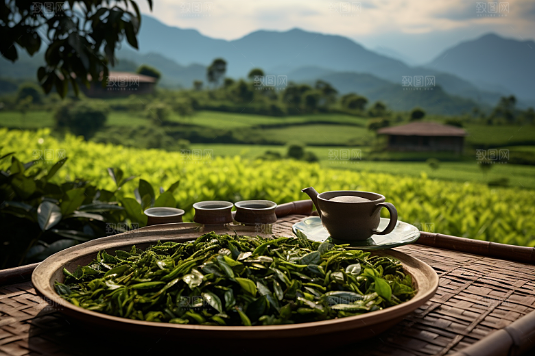 茶园茶具饮茶茗茶摄影图