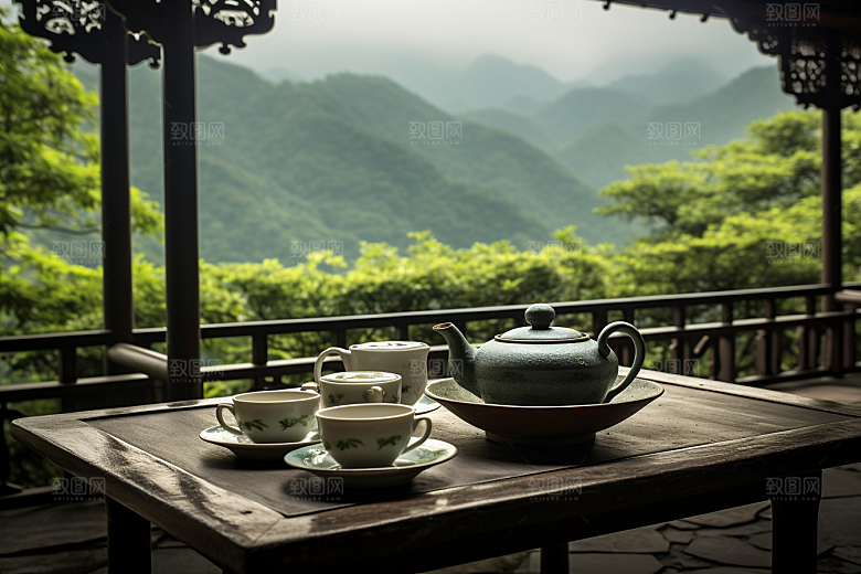茶园茶具喝茶茗茶摄影图