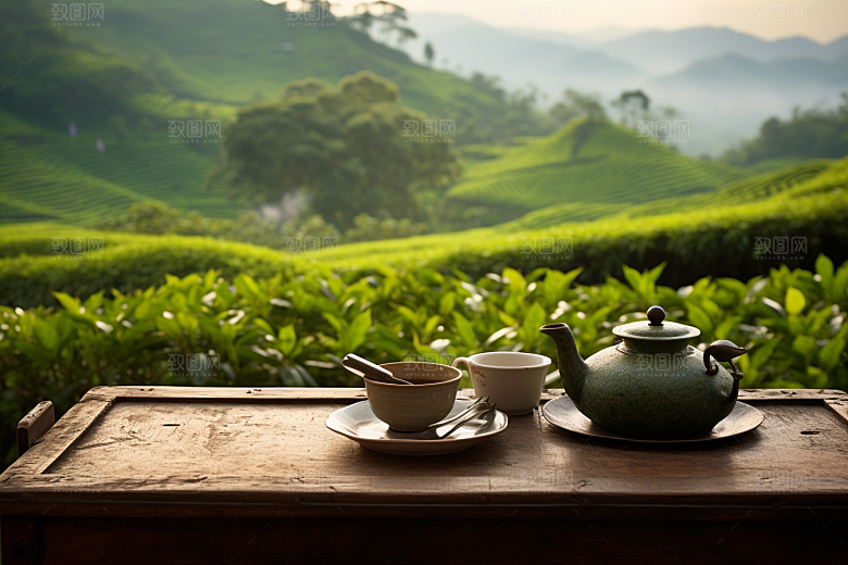 茶园茶具茗茶饮茶摄影图
