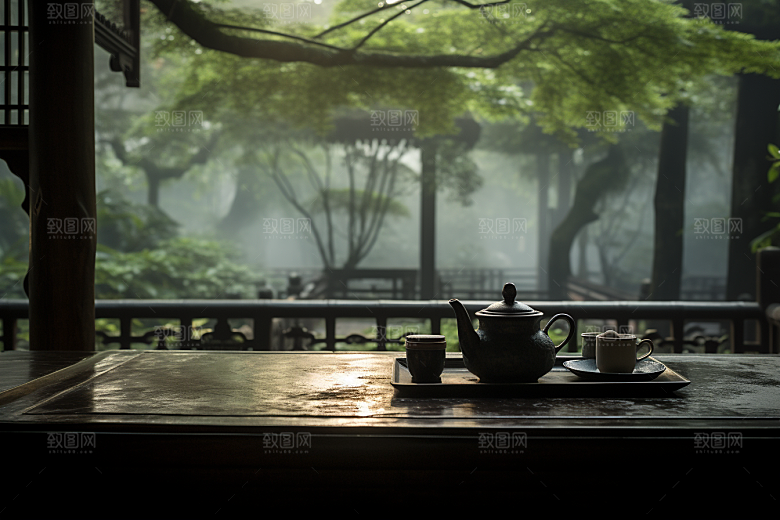 茶园茶具茗茶品茶摄影图