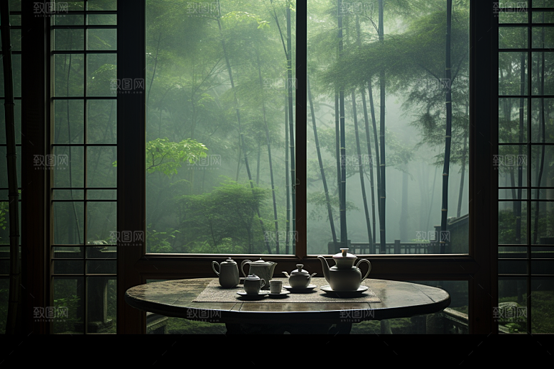 茶园茶具高清茗茶摄影图