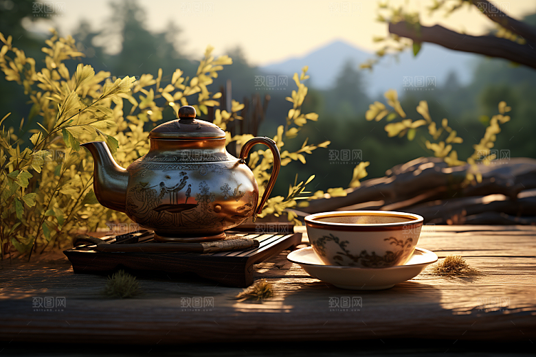 茶园茶具茗茶品茶摄影图
