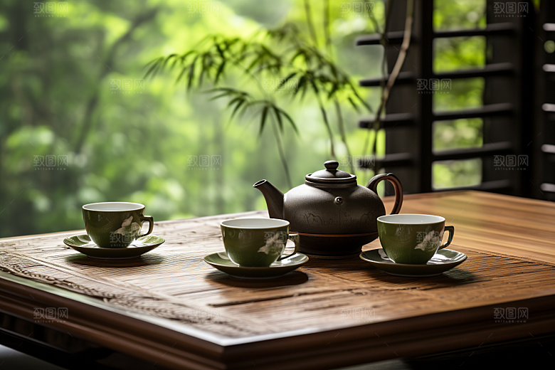 茶园茶具品茶高清摄影图