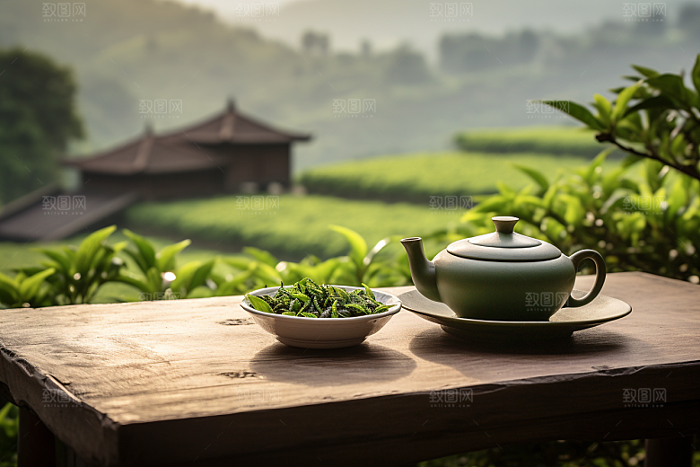 茶园茶具茗茶饮茶摄影图