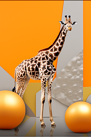 时尚长颈鹿高清动物装饰画