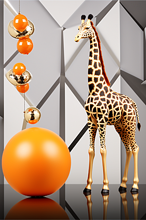 时尚长颈鹿动物几何感装饰画