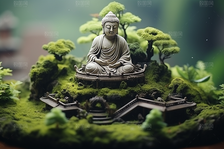禅意佛像石雕雕塑素材