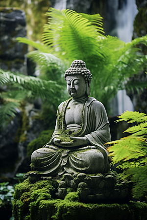 禅意佛像佛教山水素材