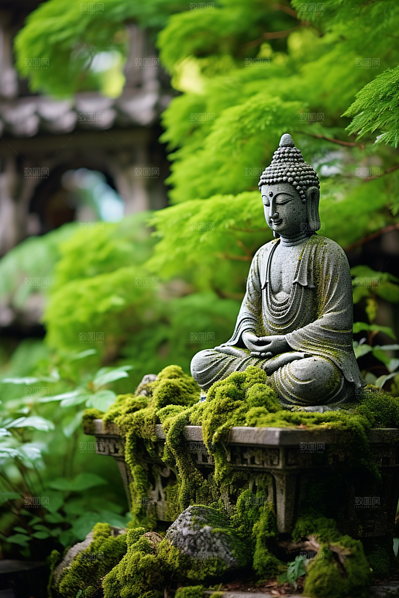 禅意佛像石雕平和素材