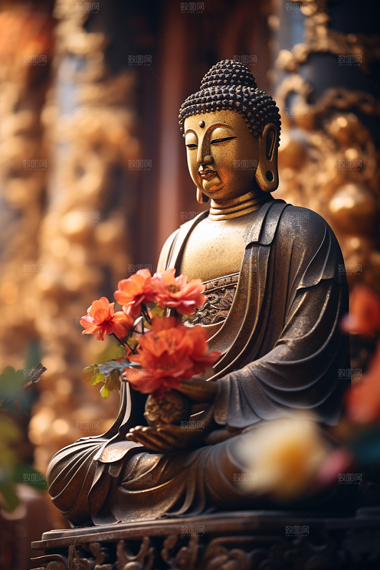 禅意佛像雕塑信仰素材