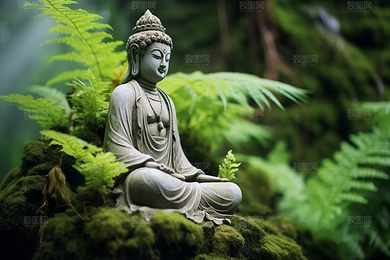 禅意佛像宗教雕塑素材