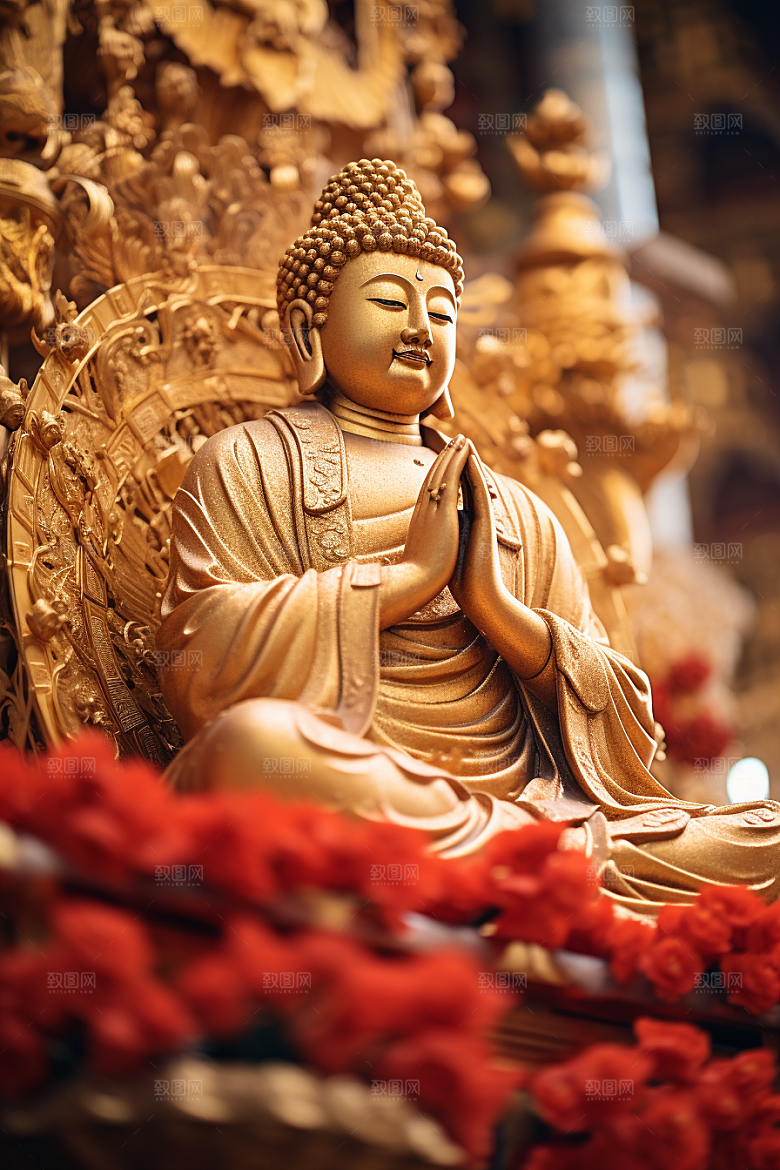 禅意佛像自然环境平和素材