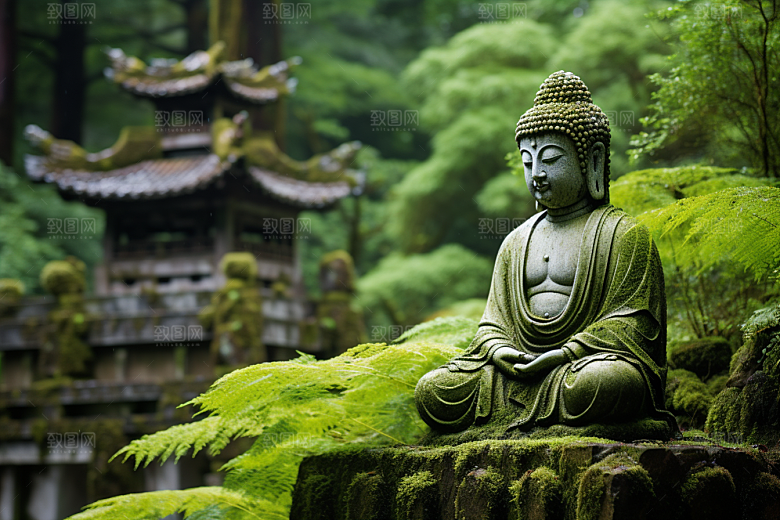 禅意佛像山水自然环境素材