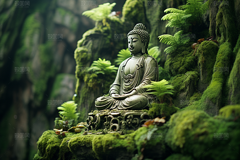 禅意佛像宗教平和素材