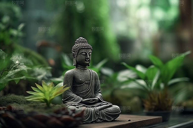 禅意佛像山水自然环境素材