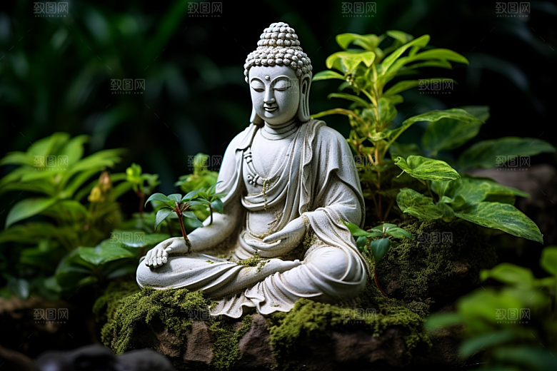 禅意佛像石雕山水素材