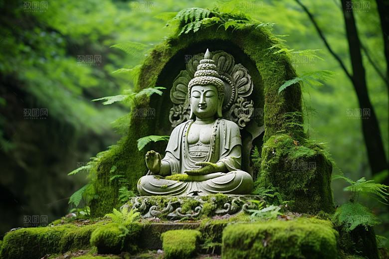 禅意佛像平和山水素材