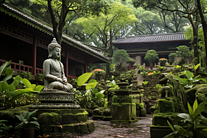 禅意佛像氛围雕像素材