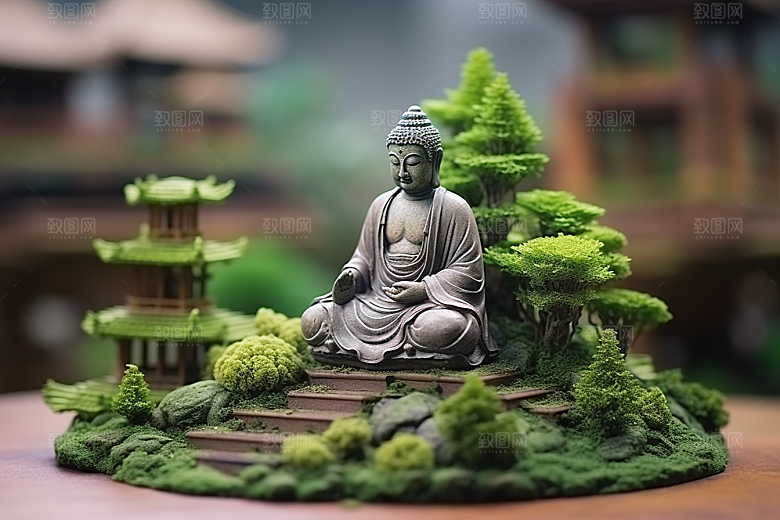 禅意佛像氛围石雕素材