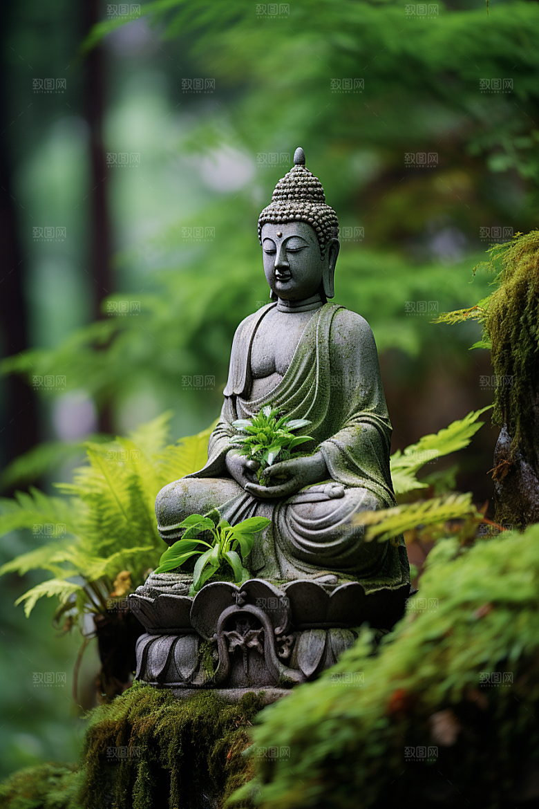 禅意佛像氛围自然环境素材