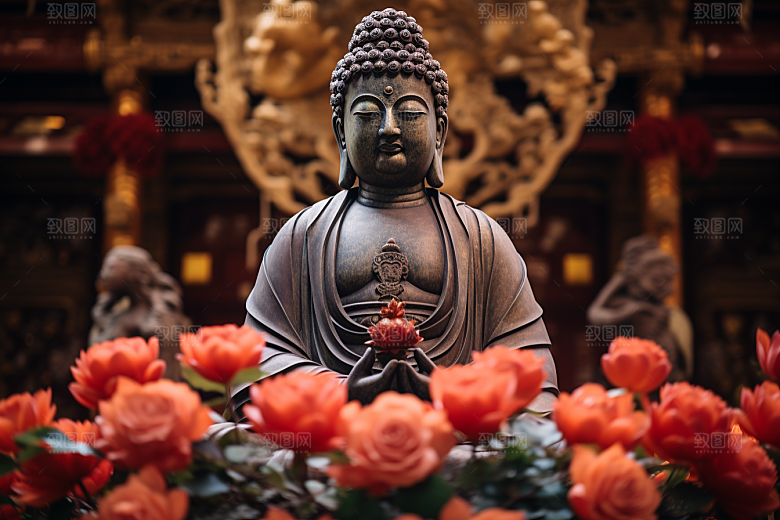 禅意佛像雕像高清素材