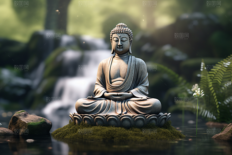 禅意佛像石雕信仰素材