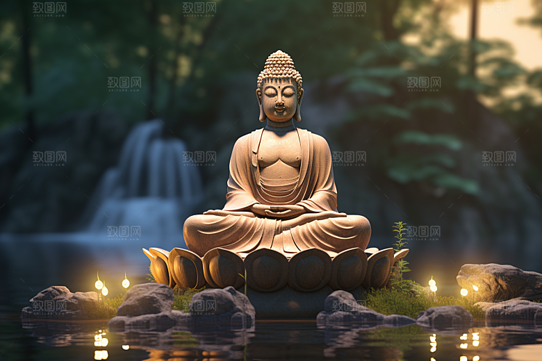 禅意佛像高清石雕素材