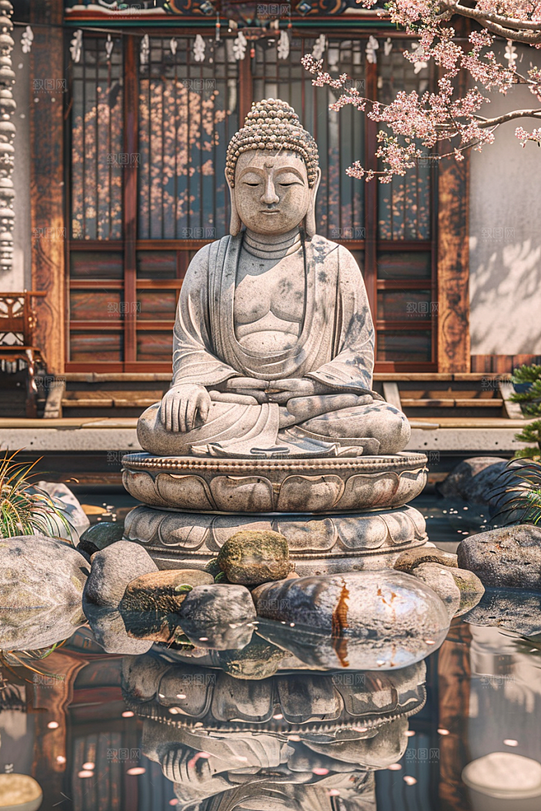 禅意佛像宗教山水素材