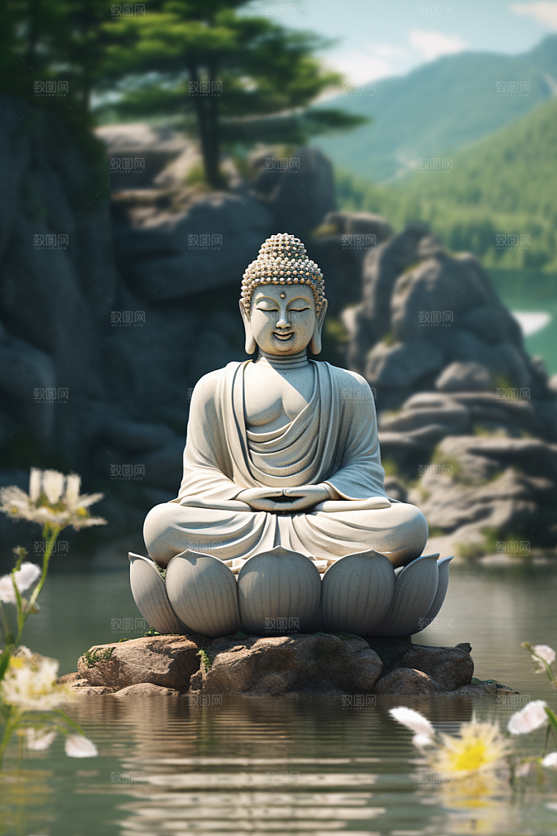 禅意佛像氛围信仰素材
