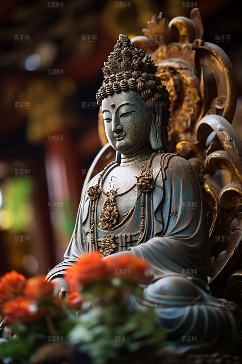 禅意佛像雕塑宗教素材