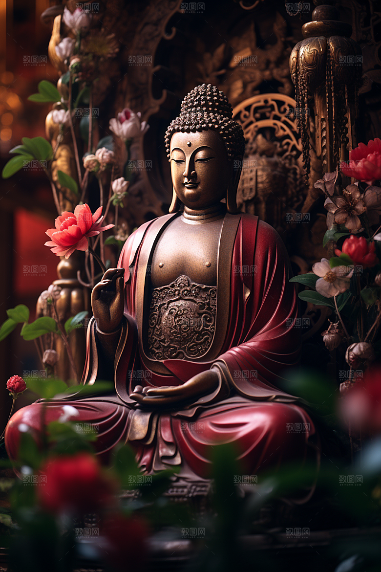 禅意佛像高清石雕素材