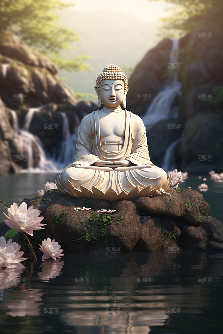 禅意佛像平和雕塑素材